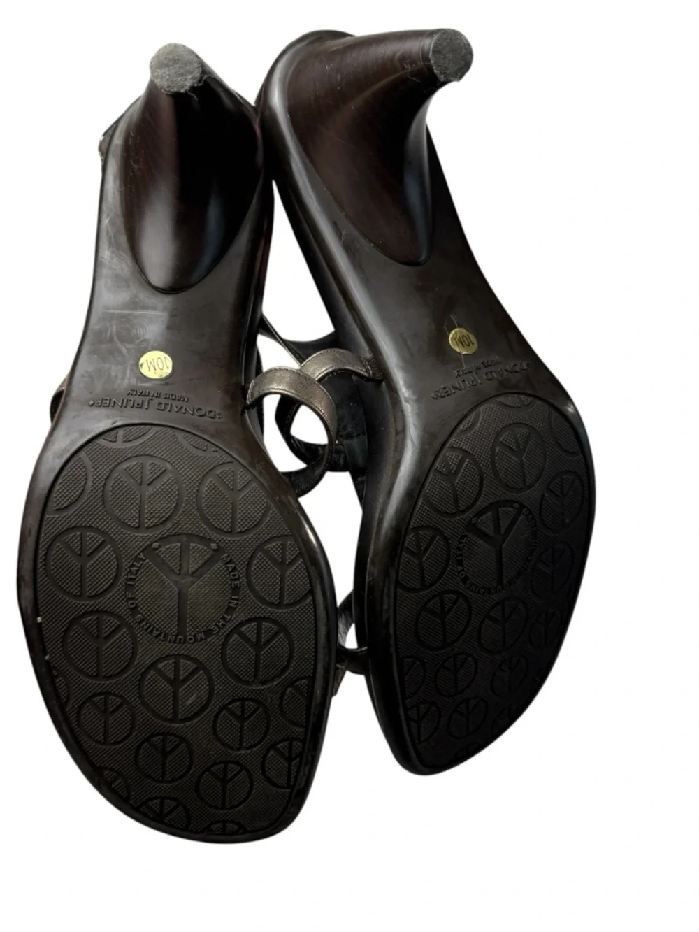DONALD J PLINER Temira Antique Pewter Leather T-Strap Sandals 3